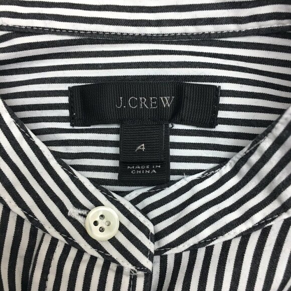 J. Crew Black White Stripe Shirt Stretch Tailored Perfect Bodysuit Long Sleeve 4 - Picture 7 of 9